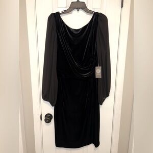 NWT - Vince Camuto Black Velvet With Sheer Balloon Sleeves